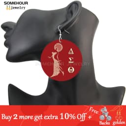 SOMEHOUR Afro Girl Black Sorority History Wooden Drop Earrings Inspired Saying Print African Loops Dangle Jewelry For Women Gift