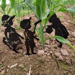 Garden Decor Art People Metal Statue Yard Art Garden Insert Kid Insert Lawn Yard Decoration Manor Lawn Black Garden Decoration