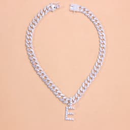 Rhinestone Punk Men 26 Initial Letter Necklce Wholesale Thick Curb Cuban Link Necklace Women Female Iced Out Choker Set Alphabet