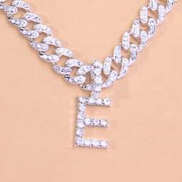 Rhinestone Punk Men 26 Initial Letter Necklce Wholesale Thick Curb Cuban Link Necklace Women Female Iced Out Choker Set Alphabet