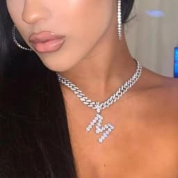 Rhinestone Punk Men 26 Initial Letter Necklce Wholesale Thick Curb Cuban Link Necklace Women Female Iced Out Choker Set Alphabet