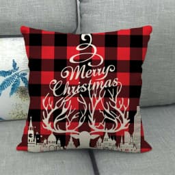 Linen Christmas Cushion Cover, Pillow Cover, Sofa Cushions, Xmas Decor, Home, New Year, 45x45cm