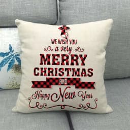 Linen Christmas Cushion Cover, Pillow Cover, Sofa Cushions, Xmas Decor, Home, New Year, 45x45cm