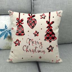 Linen Christmas Cushion Cover, Pillow Cover, Sofa Cushions, Xmas Decor, Home, New Year, 45x45cm