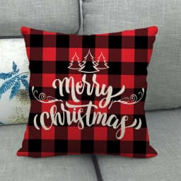 Linen Christmas Cushion Cover, Pillow Cover, Sofa Cushions, Xmas Decor, Home, New Year, 45x45cm