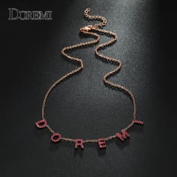 DOREMI 9mm 5color Personalized Custom CZ Stone Crystal Name Necklace for Woemn Choker chain Letter Necklaces Custom Jewelry Gift