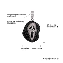 JINAO New Skull Skeleton Pendant Necklace Iced Out High Qualtiy Cubic Zirconia Hip Hop Jewelry For Gift Charms Chain