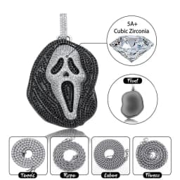 JINAO New Skull Skeleton Pendant Necklace Iced Out High Qualtiy Cubic Zirconia Hip Hop Jewelry For Gift Charms Chain