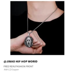 JINAO New Skull Skeleton Pendant Necklace Iced Out High Qualtiy Cubic Zirconia Hip Hop Jewelry For Gift Charms Chain