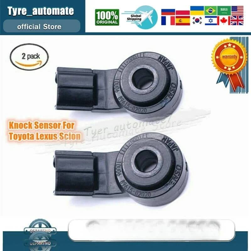 2x 89615-02020 Engine Knock Sensor For 2004-2012 Toyota Sienna 2.7L 3.3L 3.5L Detonation Sensors
