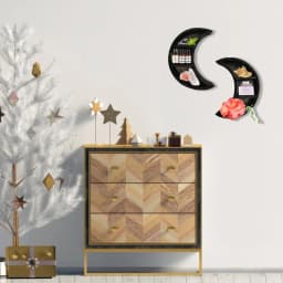 Wooden Moon Shelves Bohemian Moon Cycle Change Bathroom Wall Shelf Essential Oil Storage Rack Home Decoration Accessories