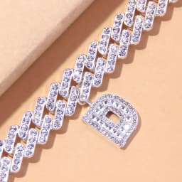 Crystal Hip Hop Cuban Link Initial A-Z Alphabet Anklet Bracelet on the Leg for Women Men Iced Out Baguette Thick Chunky Anklet