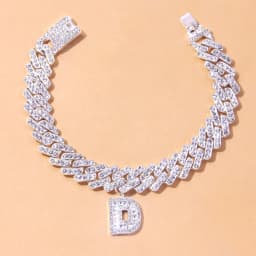 Crystal Hip Hop Cuban Link Initial A-Z Alphabet Anklet Bracelet on the Leg for Women Men Iced Out Baguette Thick Chunky Anklet