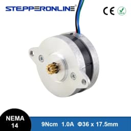 STEPPERONLINE Round Nema 14 Stepper Motor Bipolar 0.9deg 9Ncm(12.75oz.in) 1A Φ36x17.5mm 4 Wires for 3D Printer CNC