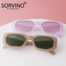 SORVINO Fashion Rectangular Sunglasses Woman Brand Designer Blue Orange Irregular Vintage Sun Glasses Female Retro Shades UV400