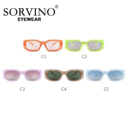 SORVINO Fashion Rectangular Sunglasses Woman Brand Designer Blue Orange Irregular Vintage Sun Glasses Female Retro Shades UV400