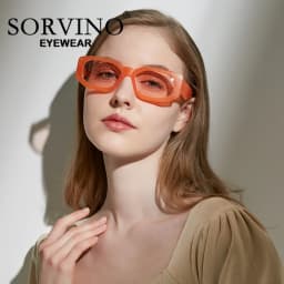 SORVINO Fashion Rectangular Sunglasses Woman Brand Designer Blue Orange Irregular Vintage Sun Glasses Female Retro Shades UV400