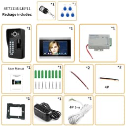 MOUNTAINONE 7 inch 1/2 Monitors Wifi Wireless Fingerprint RFID Video Door Phone Doorbell Intercom System with Wired 1080P camera