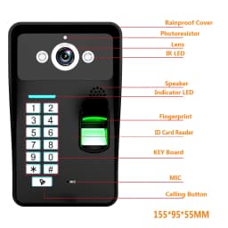 MOUNTAINONE 7 inch 1/2 Monitors Wifi Wireless Fingerprint RFID Video Door Phone Doorbell Intercom System with Wired 1080P camera