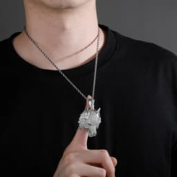 GUCY New Gold Silver Color Animal Wolf Head Pendant With Full Iced Out AAAA Cubic Zirconia Hip Hop Necklace Jewelry For Gift