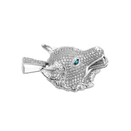 GUCY New Gold Silver Color Animal Wolf Head Pendant With Full Iced Out AAAA Cubic Zirconia Hip Hop Necklace Jewelry For Gift