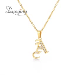 DUOYING Old English Font A-Z Initial Zircon Letters Custom Name Necklace Letter Chain Custom Necklace Family Gift