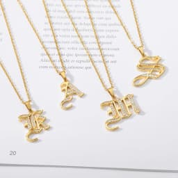 DUOYING Old English Font A-Z Initial Zircon Letters Custom Name Necklace Letter Chain Custom Necklace Family Gift
