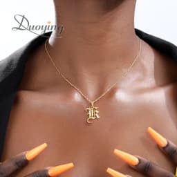 DUOYING Old English Font A-Z Initial Zircon Letters Custom Name Necklace Letter Chain Custom Necklace Family Gift