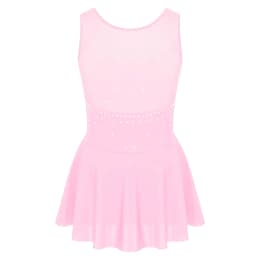 Kids Girls Ballet Dance Dress Gymnastics Workout Sparkly Rhinestone Back Figure Skating Ballerina Dress for Stage Performance