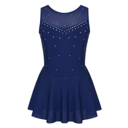 Kids Girls Ballet Dance Dress Gymnastics Workout Sparkly Rhinestone Back Figure Skating Ballerina Dress for Stage Performance