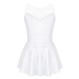 Kids Girls Ballet Dance Dress Gymnastics Workout Sparkly Rhinestone Back Figure Skating Ballerina Dress for Stage Performance