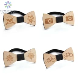 SOMESOOR Vintage Natural Wood Floral Bowtie Engraved Skeleton Camera Bowknots Weeding Suits Geometric Neck Ties For Men Gifts