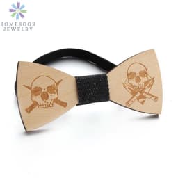 SOMESOOR Vintage Natural Wood Floral Bowtie Engraved Skeleton Camera Bowknots Weeding Suits Geometric Neck Ties For Men Gifts