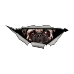 3D Lovely Pet Dog Car Sticker Pug Samoyed Dachshund Dog Torn Metal Sticker Waterproof Car Styling Pet Dog Decal 8x4inch