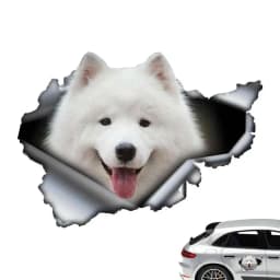 3D Lovely Pet Dog Car Sticker Pug Samoyed Dachshund Dog Torn Metal Sticker Waterproof Car Styling Pet Dog Decal 8x4inch