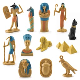 12PCS Simulation Ancient Egypt Model Ornaments Miniature Egyptian Gods and Goddesses Figurine Set Anubis Sphinx Pyramids