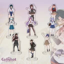 9Pcs/Set Acrylic Stand Model Wendi Tartaglia Hu Tao Yae Miko Raiden Shogun Figure Decoration Action Plate Toys
