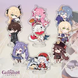 9Pcs/Set Acrylic Stand Model Wendi Tartaglia Hu Tao Yae Miko Raiden Shogun Figure Decoration Action Plate Toys