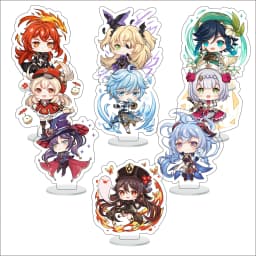 9Pcs/Set Acrylic Stand Model Wendi Tartaglia Hu Tao Yae Miko Raiden Shogun Figure Decoration Action Plate Toys
