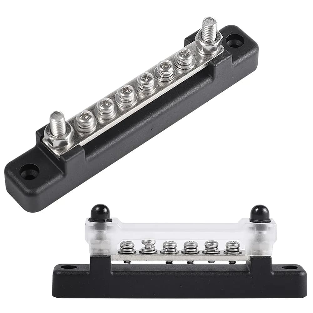 6 Terminal BusBar With Transparent Cover 130A AC/ 150A DC Power Distribution For Car Boat Marine Caravan RV XF-BB001C-6P