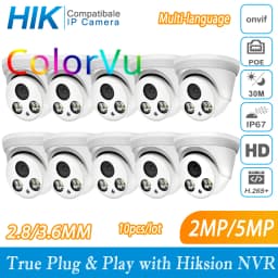 Hikvision Compatible ColorVu 5MP Dome POE IP Camera 8MP Home Security CCTV Camera 1080P 30m H.265 P2P Plug&play IPC