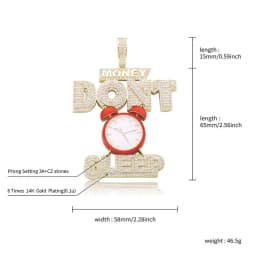 GUCY Hip hop Jewelry Alarm Clock Pendant Necklace Full Iced Out AAA Cubic Zircon Fashion Accessories for Drop Shipping