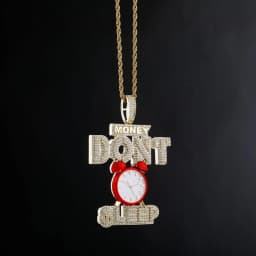 GUCY Hip hop Jewelry Alarm Clock Pendant Necklace Full Iced Out AAA Cubic Zircon Fashion Accessories for Drop Shipping