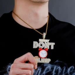 GUCY Hip hop Jewelry Alarm Clock Pendant Necklace Full Iced Out AAA Cubic Zircon Fashion Accessories for Drop Shipping