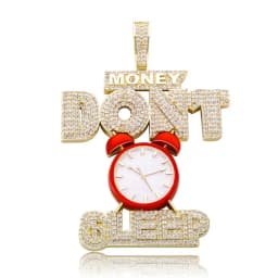 GUCY Hip hop Jewelry Alarm Clock Pendant Necklace Full Iced Out AAA Cubic Zircon Fashion Accessories for Drop Shipping