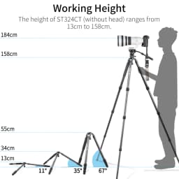 ST324CT/CF Professional 10 Layers Carbon Fiber Tripod for DSLR Camera Video Camcorder Birdwatching Heavy Duty Stand Bowl Adapter