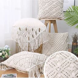Cushion Covers 100% Cotton Linen Macrame Hand-woven Thread Pillow Covers Geometry Bohemia Style Pillowcase Home Decor 45x45cm