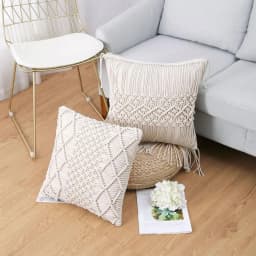 Cushion Covers 100% Cotton Linen Macrame Hand-woven Thread Pillow Covers Geometry Bohemia Style Pillowcase Home Decor 45x45cm