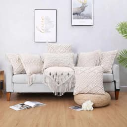 Cushion Covers 100% Cotton Linen Macrame Hand-woven Thread Pillow Covers Geometry Bohemia Style Pillowcase Home Decor 45x45cm