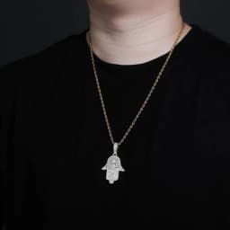 GUCY Fashion Hand Pendant Necklace with 4mm Tennis Chain Bling Cubic Zircon Men's Hip Hop Jewelry For Gift